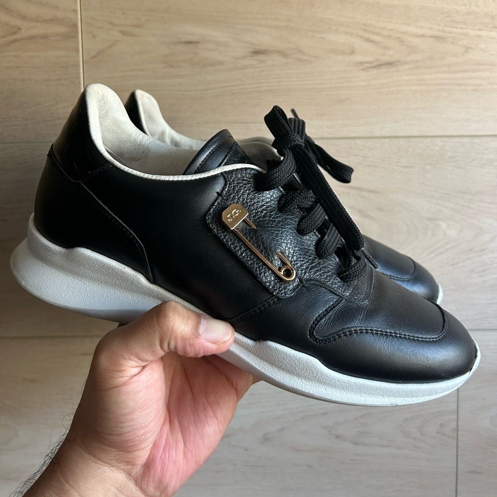 John Galliano Black Leather Sneakers Size 9.5 - Picture 3 of 11